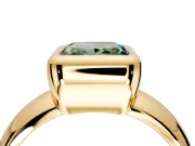 Solitaire Engagement Ring Setting for Fancy Green Princess Cut Center with Wide Band and Bezel Head in Yellow Gold