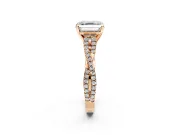 Solitaire Engagement Ring Setting for Asscher Cut Center with Twisted Pave Split Shank and Prong Head in Rose Gold