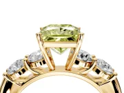5 Stone Engagement Ring Setting for Fancy Yellow Princess Cut Center with Graduated Accents and Prong Head in Yellow Gold