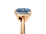 Solitaire Engagement Ring Setting for Fancy Blue Radiant Cut Center with Knife Ridge Band and Claw Prong Head in Rose Gold