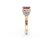 Leaf Cluster Engagement Ring Setting for Fancy Pink Emerald Cut Center with Marquise Accents and Prong Head in Rose Gold