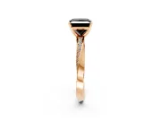 Side Accent Engagement Ring Setting for Fancy Black Princess Cut Center with Accent Shoulders and Prong Head in Rose Gold