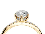 Solitaire Engagement Ring Setting for Marquise Center with Fine Pave Band and Prong Head in Yellow Gold