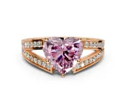 Split Shank Engagement Ring Setting for Fancy Pink Heart-Shaped Center with Pave Split Shank and Prong Head in Rose Gold