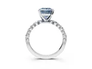 Solitaire Engagement Ring Setting for Fancy Blue Princess Cut Center with Alternating Size Accents and Prong Head in White Gold