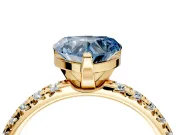 Solitaire Engagement Ring Setting for Fancy Blue Heart-Shaped Center with Large Accents and Prong Head in Yellow Gold
