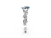 Solitaire Engagement Ring Setting for Fancy Blue Oval Center with Bar-Station Pave Twist and Prong Head in Platinum