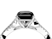 Solitaire Engagement Ring Setting for Fancy Black Radiant Cut Center with Twisted Pave Split Shank and Prong Head in Sterling Silver