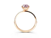 Solitaire Engagement Ring Setting for Fancy Pink Oval Center with Pave Accents and Prong Head in Rose Gold
