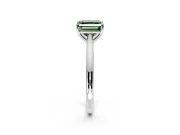 Solitaire Engagement Ring Setting for Fancy Green Asscher Cut Center with Narrow Cathedral Band and Prong Head in White Gold