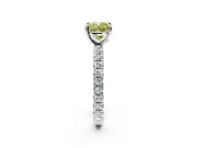 Solitaire Engagement Ring Setting for Fancy Yellow Cushion Cut Center with Shared-Prong Accents and Prong Head in Platinum