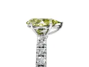 Solitaire Engagement Ring Setting for Fancy Yellow Pear-Shaped Center with Large Accent Band and Prong Head in Sterling Silver