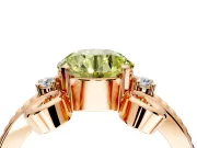 Solitaire Engagement Ring Setting for Fancy Yellow Round Cut Center with Twisted Band and Scroll Prong Head in Rose Gold