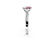 Side Accent Engagement Ring Setting for Fancy Pink Oval Center with Accent Shoulders and Prong Head in Platinum