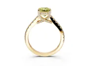 Solitaire Engagement Ring Setting for Fancy Yellow Radiant Cut Center with Widening Pave Band and Claw Prong Head in Yellow Gold