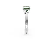 Solitaire Engagement Ring Setting for Fancy Green Princess Cut Center with Plain Bypass Twist Band and Prong Head in Platinum