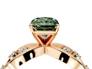 Solitaire Engagement Ring Setting for Fancy Green Radiant Cut Center with Criss-Cross Accent Band and Prong Head in Rose Gold