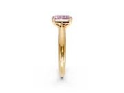 Solitaire Engagement Ring Setting for Fancy Pink Radiant Cut Center with Reverse Tapered Band and Prong Head in Yellow Gold