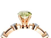 Solitaire Engagement Ring Setting for Fancy Yellow Pear-Shaped Center with Bezel Station Band and Prong Head in Rose Gold