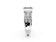 Bezel Engagement Ring Setting for Fancy Green Emerald Cut Center with Wide Channel-Set Band and Bezel Head in Platinum