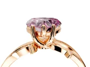 Solitaire Engagement Ring Setting for Fancy Pink Heart-Shaped Center with Pave and Plain Crossover Band and Prong Head in Rose Gold