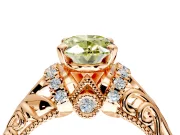 Solitaire Engagement Ring Setting for Fancy Yellow Oval Center with Filigree Accent Basket and Prong Head in Rose Gold
