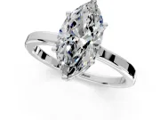 Hidden Halo Engagement Ring Setting for Marquise Center with Wide Flat Plain Band and Prong Head in Sterling Silver