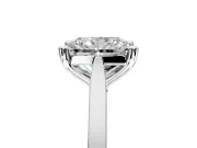 Solitaire Engagement Ring Setting for Radiant Cut Center with Tapered Shoulders and Prong Head in Platinum