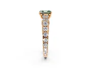 Solitaire Engagement Ring Setting for Fancy Green Asscher Cut Center with Pave Cathedral Shoulders and Prong Head in Rose Gold