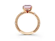 Rope Engagement Ring Setting for Fancy Pink Asscher Cut Center with Accent Shoulders and Prong Head in Rose Gold