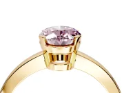 Solitaire Engagement Ring Setting for Fancy Pink Oval Center with Plain Band and Flat Tab Prong Head in Yellow Gold
