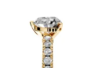Solitaire Engagement Ring Setting for Heart-Shaped Center with Single Row Accent Band and Prong Head in Yellow Gold