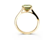 Solitaire Engagement Ring Setting for Fancy Yellow Asscher Cut Center with Tapered Shoulders and Prong Head in Yellow Gold