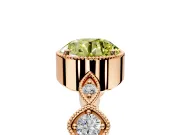 Vintage Station Engagement Ring Setting for Fancy Yellow Round Cut Center with Accents and Prong Head in Rose Gold