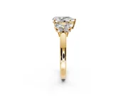 Solitaire Engagement Ring Setting for Pear-Shaped Center with Marquise Flower Shoulders and Prong Head in Yellow Gold