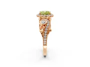 Milgrain Halo Engagement Ring Setting for Fancy Yellow Cushion Cut Center with Shoulder Bezels and Prong Head in Rose Gold
