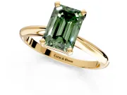 Solitaire Engagement Ring Setting for Fancy Green Emerald Cut Center with Knife Ridge Band and Claw Prong Head in Yellow Gold