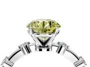 Solitaire Engagement Ring Setting for Fancy Yellow Round Cut Center with Bezel Station Band and Prong Head in White Gold