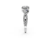 Solitaire Engagement Ring Setting for Cushion Cut Center with Narrow Twist Pave Band and Prong Head in Platinum