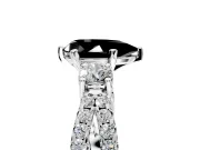 3 Stone Engagement Ring Setting for Fancy Black Pear-Shaped Center with Pave Split Shank and Prong Head in Sterling Silver