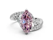 Solitaire Engagement Ring Setting for Fancy Pink Marquise Center with Pave Bypass Twist Band and Prong Head in Platinum