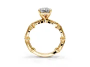 Solitaire Engagement Ring Setting for Radiant Cut Center with Marquise Panel Band and Prong Head in Yellow Gold