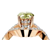 Halo Engagement Ring Setting for Fancy Yellow Oval Center with Pave Infinity Twist Band and Prong Head in Rose Gold