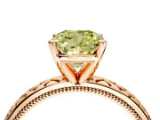 Solitaire Engagement Ring Setting for Fancy Yellow Cushion Cut Center with Milgrain X Pattern Band and Prong Head in Rose Gold