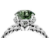 Halo Engagement Ring Setting for Fancy Green Round Cut Center with Rope Twist Split Shank and Prong Head in Platinum