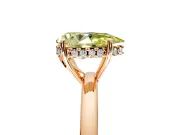 Solitaire Engagement Ring Setting for Fancy Yellow Pear-Shaped Center with Fine Wire Band and Prong Head in Rose Gold