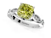 Solitaire Engagement Ring Setting for Fancy Yellow Cushion Cut Center with Marquise and Bezel Accents and Prong Head in Sterling Silver