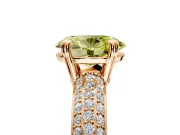 Solitaire Engagement Ring Setting for Fancy Yellow Oval Center with Multi-Row Pave Accents and Basket Head in Rose Gold