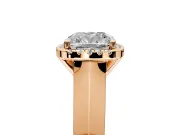 Halo Engagement Ring Setting for Cushion Cut Center with Knife Ridge Cathedral Band and Prong Head in Rose Gold