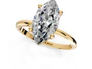 Minimalist Solitaire Engagement Ring Setting for Marquise Center with Thin Band and Prong Head in Yellow Gold